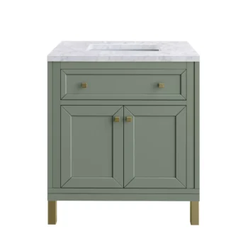 Chicago 30" Single Vanity, Smokey Celadon w/ 3 CM Carrara Marble Top - Image 2