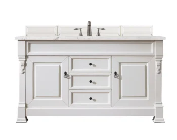Brookfield 60" Single Vanity, Bright White w/ 3 CM Eternal Jasmine Pearl Quartz Top