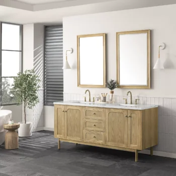 Laurent 72" Double Vanity, Light Natural Oak w/ 3 CM Ethereal Noctis Top - Image 5