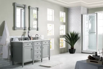 Brittany 60" Double Vanity, Urban Gray w/ 3 CM Ethereal Noctis Quartz Top - Image 3
