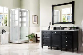 Brittany 60" Single Vanity, Black Onyx, w/ 3 CM Ethereal Noctis Quartz Top - Image 3