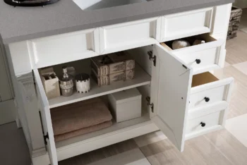 Brookfield 48" Single Vanity, Bright White w/ 3 CM Grey Expo Quartz Top - Image 4