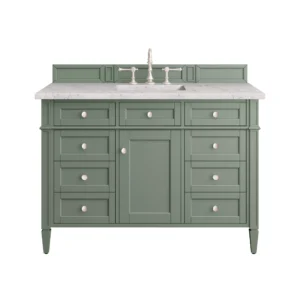 Brittany 48″ Single Vanity, Smokey Celadon w/ 3 CM Eternal Jasmine Pearl Top