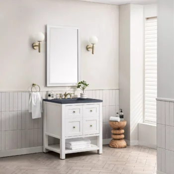 Breckenridge 30" Single Vanity, Bright White w/ 3 CM Charcoal Soapstone Top - Image 3