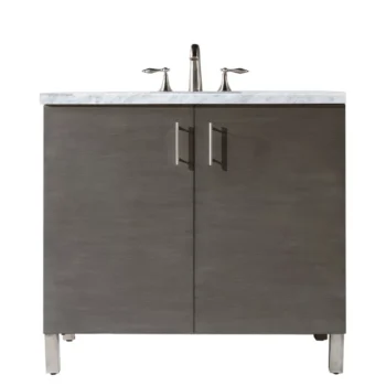 Metropolitan 36" Single Vanity, Silver Oak w/ 3 CM Carrara Marble Top