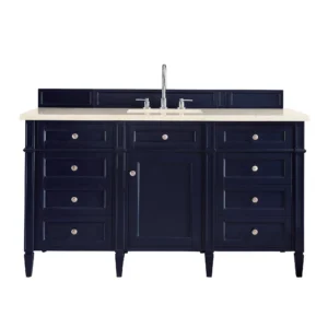 Brittany 60″ Single Vanity, Victory Blue w/ 3 CM Eternal Marfil Quartz Top