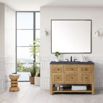 Breckenridge 48" Single Vanity, Light Natural Oak w/ 3 CM Charcoal Soapstone Top - Image 2