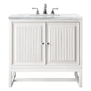 Athens 30″ Single Vanity, Glossy White w/ 3 CM Arctic Fall Solid Surface Top