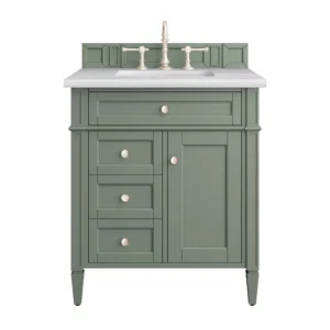 Brittany 30″ Single Vanity, Smokey Celadon w/ 3 CM Arctic Fall Top