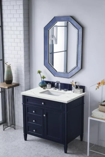 Brittany 36" Single Vanity, Victory Blue w/ 3 CM Ethereal Noctis Quartz Top - Image 3