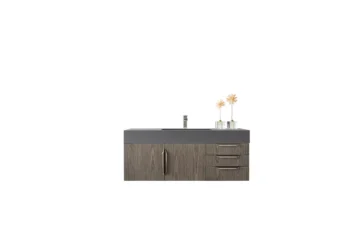 Mercer Island 48" Single Vanity, Ash Gray w/ Dusk Grey Glossy Composite Stone Top