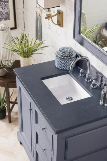 De Soto 36" Single Vanity, Silver Gray w/ 3 CM Charcoal Soapstone Quartz Top - Image 3