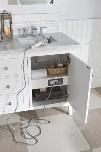 Palisades 60" Double Vanity, Bright White w/ 3 CM Arctic Fall Solid Surface Top - Image 7