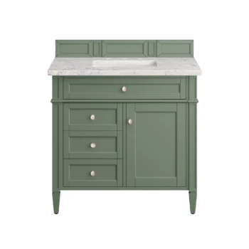 Brittany 36" Single Vanity, Smokey Celadon w/ 3 CM Eternal Jasmine Pearl Top - Image 2