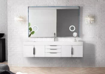 Mercer Island 72" Single Vanity, Glossy White w/ Glossy White Composite Stone Top - Image 2