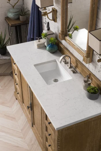 Providence 60" Single Vanity, Driftwood w/ 3 CM Eternal Jasmine Pearl Quartz Top - Image 3