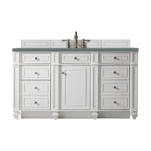 Bristol 60″ Single Vanity, Bright White w/ 3 CM Cala Blue Top