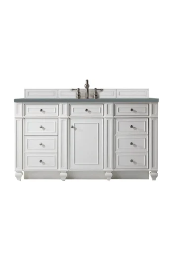 Bristol 60" Single Vanity, Bright White w/ 3 CM Cala Blue Top