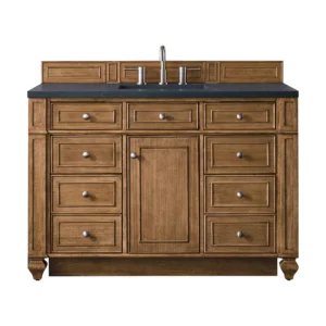 Bristol 48″ Single Vanity, Saddle Brown w/ 3 CM Charcoal Soapstone Quartz Top