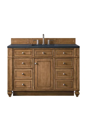 Bristol 48" Single Vanity, Saddle Brown w/ 3 CM Charcoal Soapstone Quartz Top