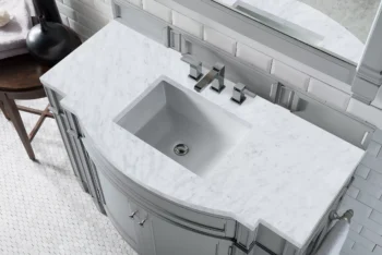 Brittany 46" Single Vanity, Urban Gray w/ 3 CM Carrara Marble Top - Image 3
