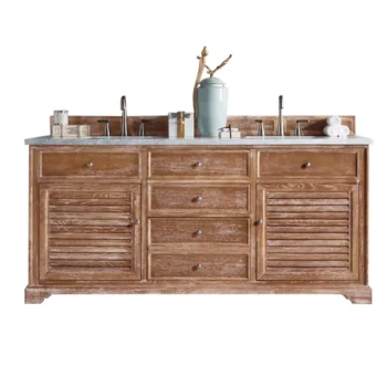 Savannah 72" Double Vanity, Driftwood w/ 3 CM Arctic Fall Solid Surface Top