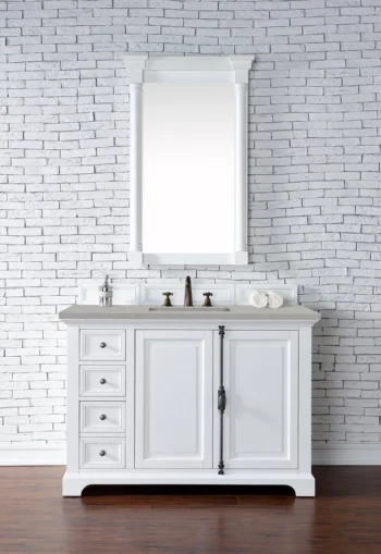 Providence 48" Single Vanity, Bright White w/ 3 CM Eternal Serena Top - Image 2