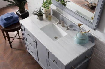 Copper Cove Encore 48" Single Vanity, Silver Gray w/ 3 CM Arctic Fall Solid Surface Top - Image 3