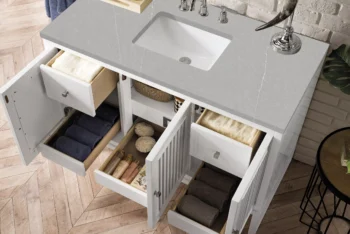 Athens 48" Single Vanity, Glossy White w/ 3 CM Eternal Serena Top - Image 5