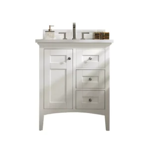 Palisades 30″ Single Vanity, Bright White w/ 3 CM White Zeus Quartz Top