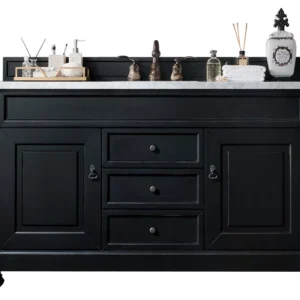 Brookfield 60″ Single Vanity, Antique Black w/ 3 CM Arctic Fall Solid Surface Top