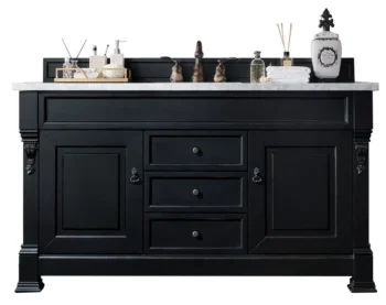 Brookfield 60" Single Vanity, Antique Black w/ 3 CM Arctic Fall Solid Surface Top