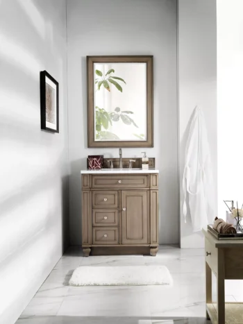 Bristol 30" Single Vanity, Whitewashed Walnut w/ 3 CM White Zeus Quartz Top - Image 2