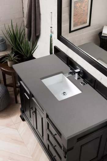Brookfield 48" Single Vanity, Antique Black w/ 3 CM Grey Expo Quartz Top - Image 3
