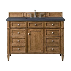 Brittany 48″ Single Vanity, Saddle Brown w/ 3 CM Charcoal Soapstone Quartz Top