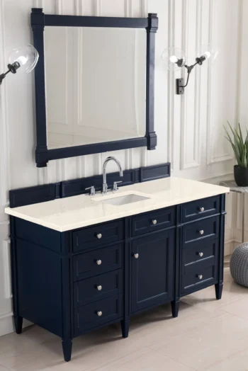 Brittany 60" Single Vanity, Victory Blue w/ 3 CM Eternal Marfil Quartz Top - Image 3