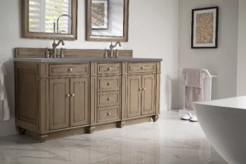 Bristol 72" Double Vanity, Whitewashed Walnut w/ 3 CM Grey Expo Quartz Top - Image 2