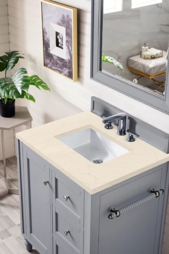 Copper Cove Encore 30" Single Vanity, Silver Gray w/ 3 CM Eternal Marfil Quartz Top - Image 3