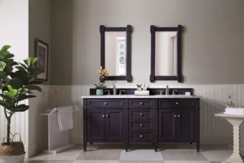 Brittany 72" Double Vanity, Victory Blue w/ 3 CM Carrara Marble Top - Image 2