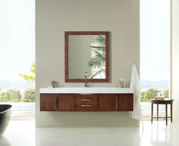 Mercer Island 72" Single Vanity, Coffee Oak w/ Glossy White Composite Stone Top - Image 2