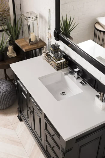 Brookfield 48" Single Vanity, Antique Black w/ 3 CM White Zeus Quartz Top - Image 5