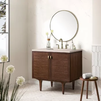 Amberly 36" Single Vanity, Mid-Century Walnut w/ 3 CM Eternal Marfil Top - Image 5