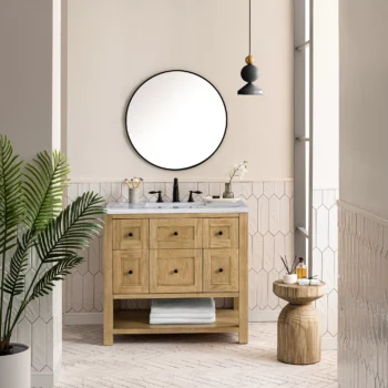 Breckenridge 36" Single Vanity, Light Natural Oak w/ 3 CM Arctic Fall Top - Image 2