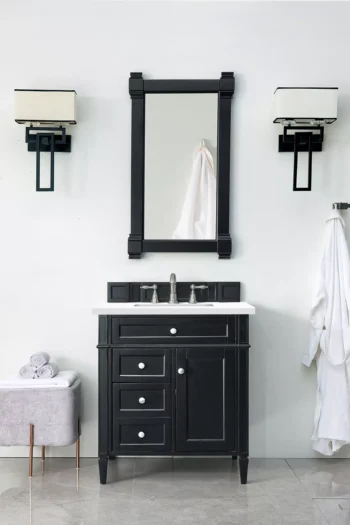 Brittany 30" Single Vanity, Black Onyx, w/ 3 CM White Zeus Quartz Top - Image 2