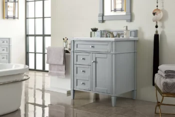 Brittany 30" Single Vanity, Urban Gray, w/ 3 CM Ethereal Noctis Quartz Top - Image 3