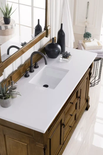 Brookfield 60" Single Vanity, Country Oak w/ 3 CM White Zeus Quartz Top - Image 5