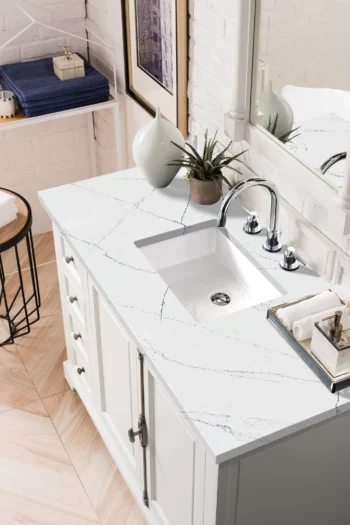 Providence 48" Single Vanity, Bright White w/ 3 CM Ethereal Noctis Top - Image 3