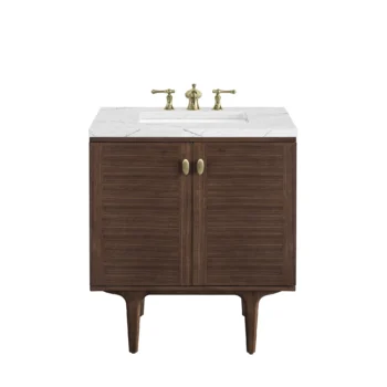 Amberly 30" Single Vanity, Mid-Century Walnut w/ 3 CM Ethereal Noctis Top