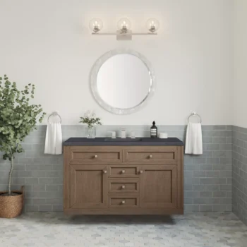 Chicago 48" Single Vanity, Whitewashed Walnut w/ 3 CM Charcoal Soapstone Quartz Top - Image 3