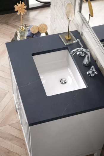 Athens 30" Single Vanity, Glossy White w/ 3 CM Charcoal Soapstone Quartz Top - Image 4
